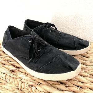 ✨ Toms Men’s Paseo Casual Comfort Low Sneakers Black Canvas Lace Up Shoes Sz 12M